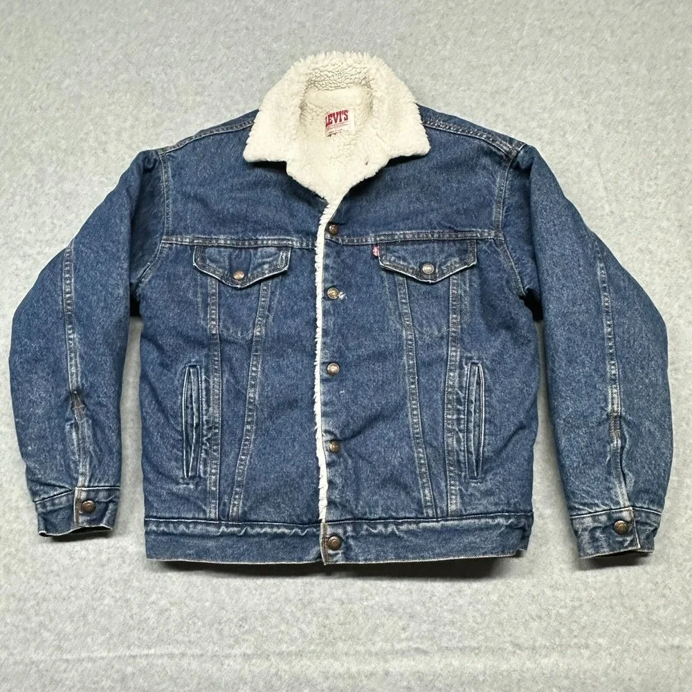 VTG Levi's 80s Made In USA 44R Sherpa Fleece Lined Denim Jacket Cowboy‎ Western